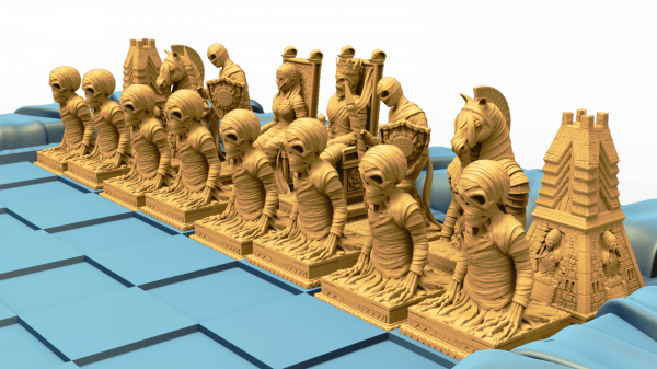 Set pièces échecs momie-pharaon de diamètre 28mm