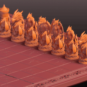 Set 16 pièces échecs draconien diamètre 44mm