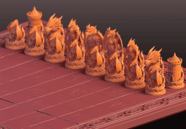 Plateau + set complet 32 pièces échecs draconien diamètre 20mm – Image 8