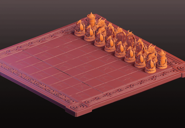 Plateau + set complet 32 pièces échecs draconien diamètre 20mm
